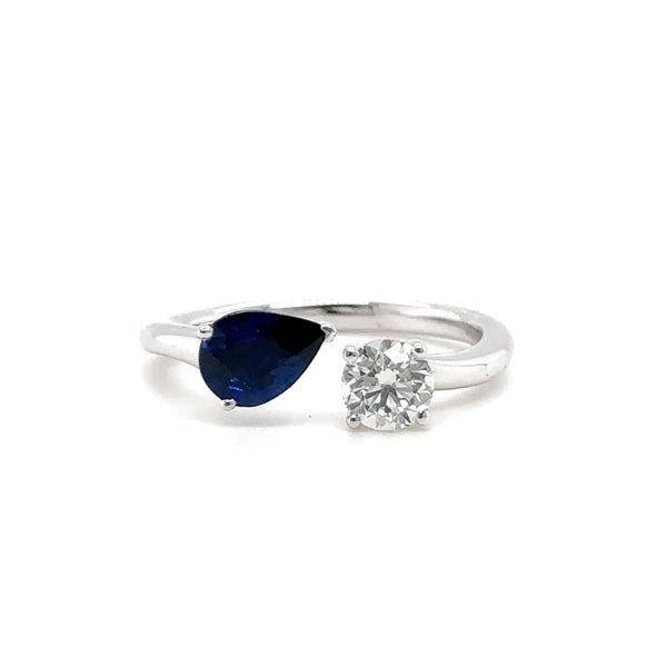 18K W Gold 0.68ct Sapphire and 0.45ct J/SI1 Diamond Ring