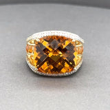 Estate 18K Y Gold 14.89ctw Citrine & 0.36ctw Diamond Cocktail Ring