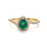 18K Y Gold 0.64ctw Emerald and G/SI1 0.24ctw Diamond Ring