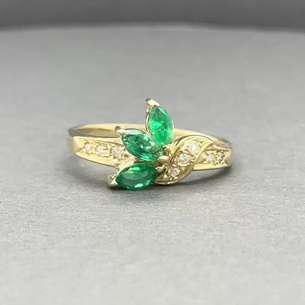 Estate 14K Y Gold 0.42ctw Emerald & 0.05ctw Diamond Ring