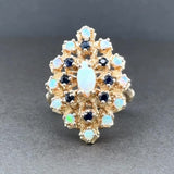 Estate 14K Y Gold 0.66cttw Opal & 0.32cttw Sapphire Bamboo Cocktail Ring