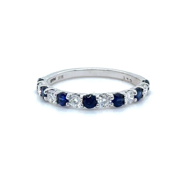 14K W Gold 0.34ctw Lab Created Diamond and 0.63 Sapphire Band