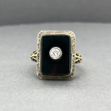 Estate 14K Y Gold Art Deco 2.68ct Onyx & 0.12ct Diamond Ring