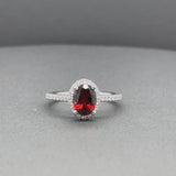 Estate 14K W Gold 1.54ct Garnet & 0.30ctw G-H/SI1-2 Diamond Ring