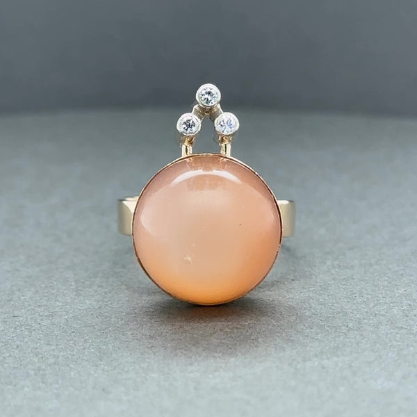 Estate Vintage Kaunis Koru 14K R Gold 17.97ct Moonstone & Diamond Ring