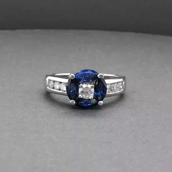 Estate 18K W Gold 1.02ctw Sapphire & 0.48ctw Diamond Ring