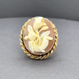 Estate 14K Y Gold Victorian 9.00ct Shell Floral Cameo Ring