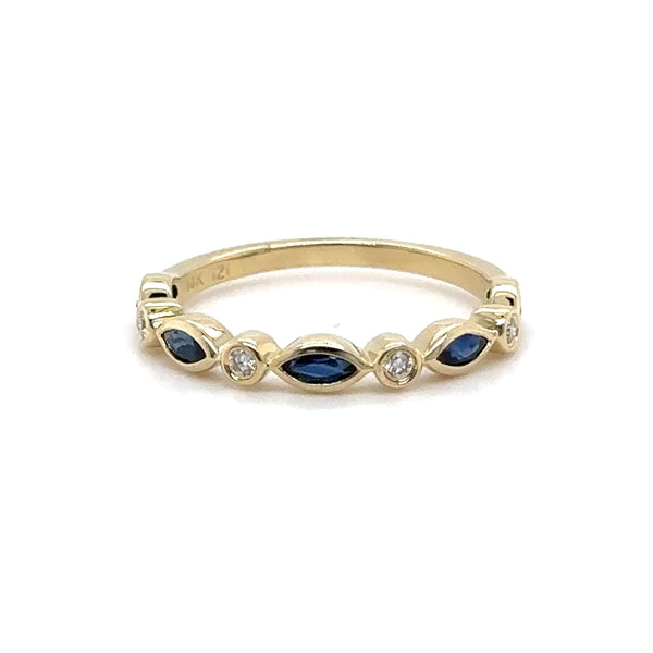 14K Y Gold 0.68ctw Blue Sapphire and 0.05ctw Diamond Ring