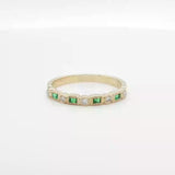 14K Y Gold 0.12ctw Emerald 0.08ctw G/SI1 Milgrain Diamond Band