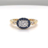 14K Y Gold 0.25cttw Sapphire and 0.30cttw G/SI1 Diamond Ring