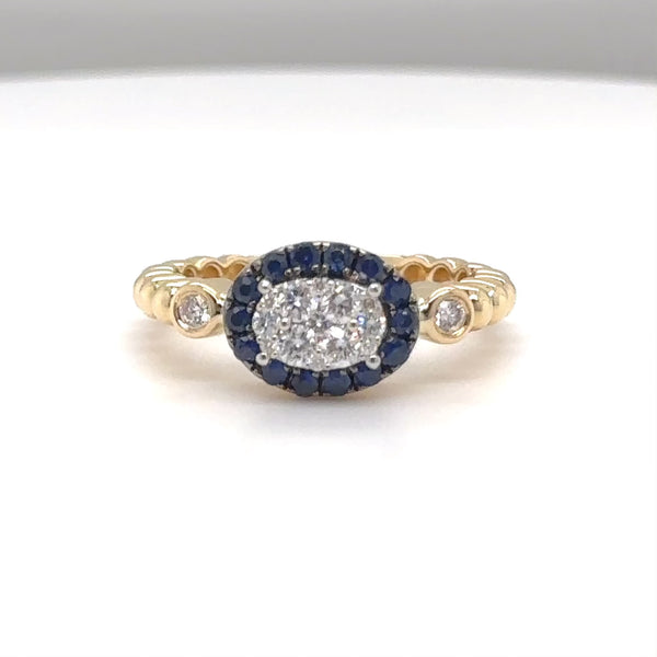 14K Y Gold 0.25cttw Sapphire and 0.30cttw G/SI1 Diamond Ring