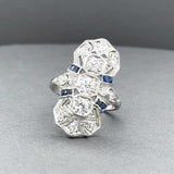 Estate Art Deco Platinum 0.26ctw Lab-Created Sapphire & 0.81ctw Diamond Ring