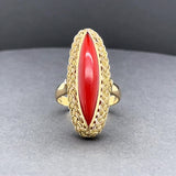 Estate 18K Y Gold 9.81ct Red Coral Navette Ring