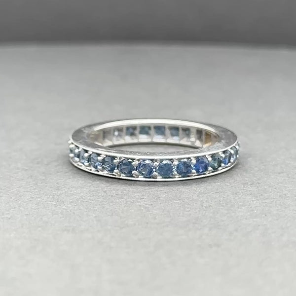 Estate 18K W Gold 1.70ctw Sapphire 3mm Eternity Band