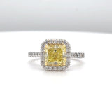 14K and 18K W Gold G/VVS2 2.62ctw Fancy Yellow Diamond Ring GIA6125876888