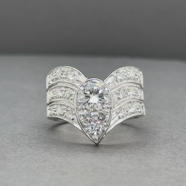 Estate 14K W Gold 1.67ctw H/SI1-2 Diamond Chevron Ring