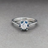 Estate 14K W Gold 0.35ct G/SI2 Diamond & 0.24cttw Sapphire Cluster Ring