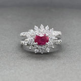 Estate 14K W Gold 1.12ct Ruby & 0.65cttw H-I/SI2-I1 Diamond Cocktail Ring