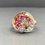 Estate Bague « Art Modern » en or 14 carats R, rubis 0,24 carat et diamant 0,17 carat au total