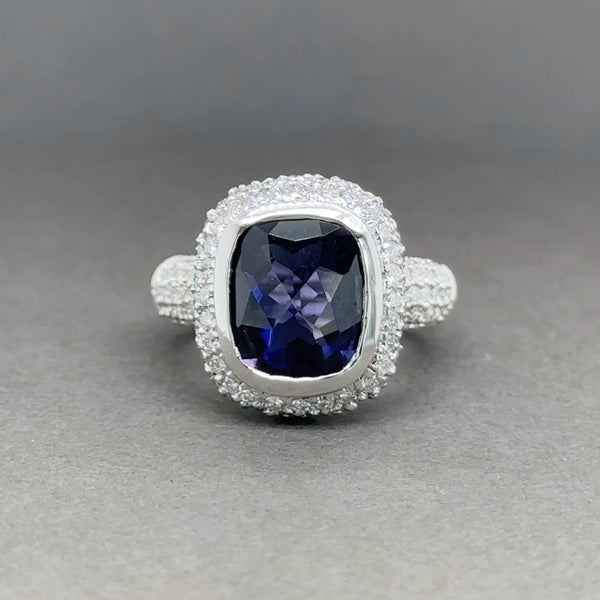 Estate 18K W Gold 4.25ct Iolite & 3.76cttw G-H/VS1-2 Diamond Ring