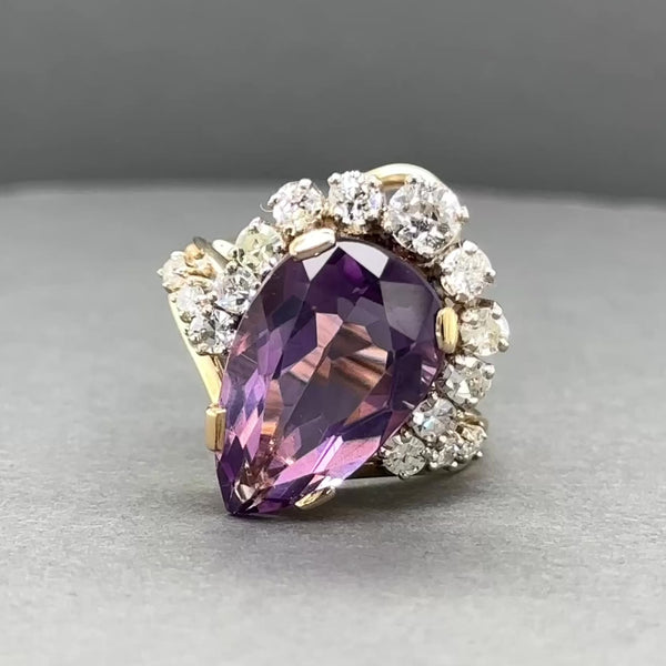 Estate 14K Y Gold 6.13ct Amethyst & 0.99ctw Diamond Ring