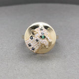 Estate Effy 14K Y Gold 0.01ct Emerald & 0.23ctw Black-H/SI1-2 Diamond Panther Ring