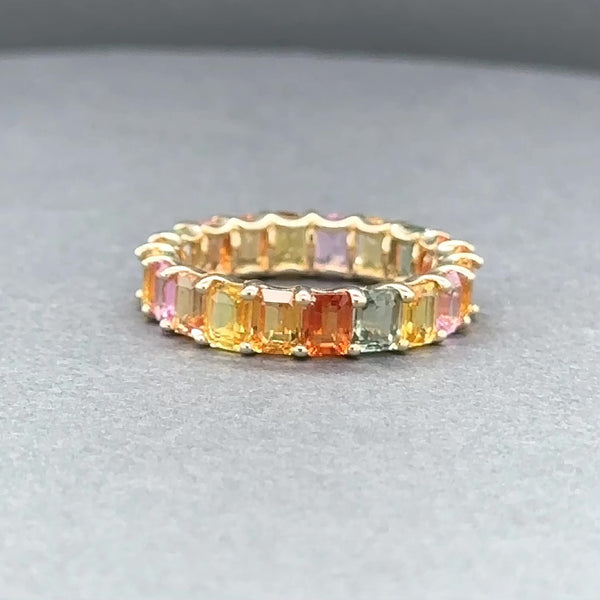 Estate 14K Y Gold 5.55ctw Multicolor Sapphire Eternity Ring