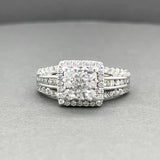 Estate 14K W Gold 1.28ctw Diamond Cluster Eng. Ring