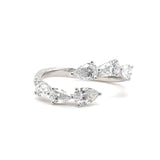 14K W Gold 1.17ctw F/VS2 Pear Shape Lab Created Diamond Crossover  Ring