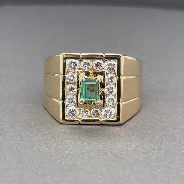 Estate 18K Y Gold 0.35ctw Emerald & 0.54ctw H-J/VS1-SI1 Diamond Ring