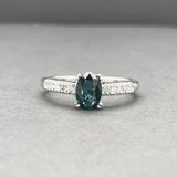 Estate 14K W Gold 0.60ct Sapphire & 0.13ctw Diamond Ring