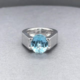 Estate Cartier 18K W Gold 4.70ct Aquamarine & Diamond Tankissime Ring