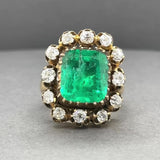 Estate 18K Y Gold 8.13ct Emerald & 2.06ctw Diamond Ring/Pendant GIA