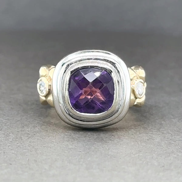 Estate 14K TT Gold 2.19ct Amethyst & 0.16ctw H-I/SI1 Diamond Ring