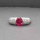 Estate 18K Y Gold 1.61ct Lab-Created Ruby & 0.23ctw Diamond Ring