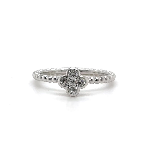14K W Gold 0.19ctw SI2/G Diamond Diamond Cluster Clover Ring