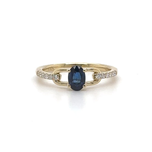 14K Y Gold 0.74ctw Sapphire and 0.10ctw Diamond Ring