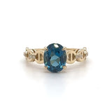 14K Y Gold 2.13ct Blue Topaz and 0.04ctw G/SI1 Diamond Ring