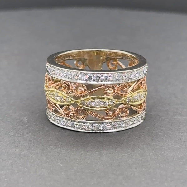 Estate 18K Tri Color Gold 1.19ctw G-J/VS2-SI2 Diamond Filigree Ring