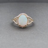 Estate 14K Y Gold 1.66ct Oval Opal & 0.02cttw I/SI2-I1 Diamond Halo Ring