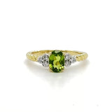 14K Y Gold 0.93ct Peridot and 0.09ctw G/VS1 Diamond Ring
