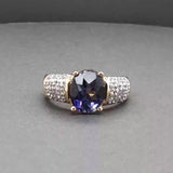 Estate 14K Y Gold 3.31ct Tanzanite & 0.15ctw Diamond Ring