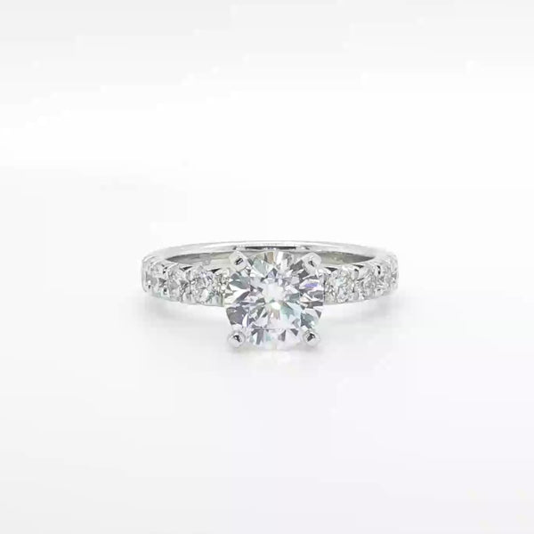 14K W Gold 0.70ctw G/SI1 10 Diamond Engagement Ring Mounting