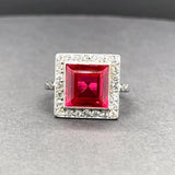 Estate Art Deco Platinum 3.48ct Lab-Created Ruby & 0.29ctw Diamond Ring