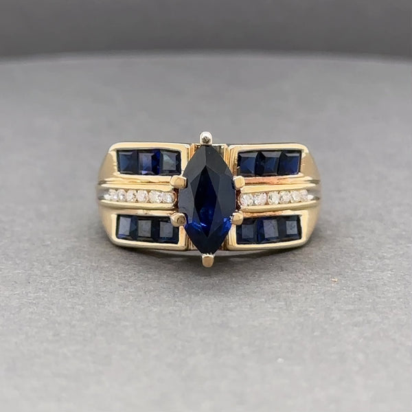 Estate 10K Y Gold 2.46ctw Sapphire & 0.13ctw H/SI2-I1 Diamond Ring