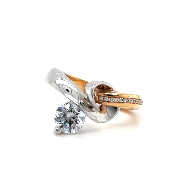 Claude Thibaudeau 18K TT 0.1cttw Montage de fiançailles en diamant tourbillonnant