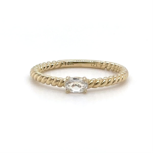 14K Y Gold 0.16ct Moonstone Rope Design Ring