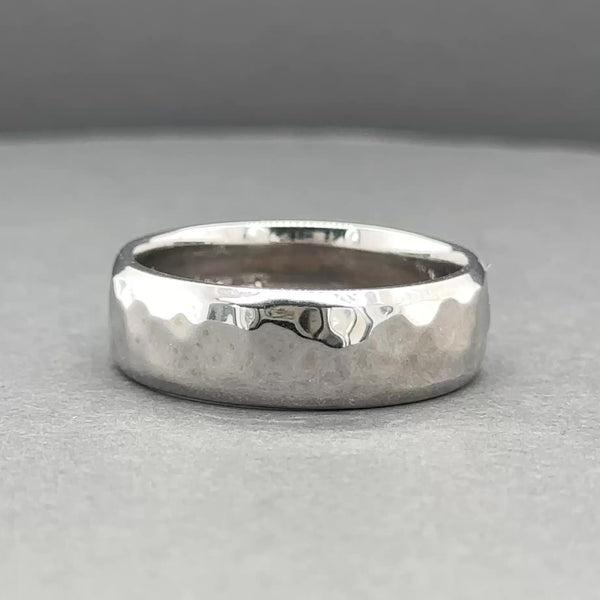 Estate 14K W Gold 7.07mm Hammered Ring