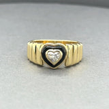 Estate 18K Y Gold 0.36ct Diamond Black Enamel Heart Ring