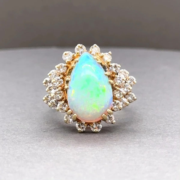 Estate 14K Y Gold 4.36ct Opal & 1.24ctw H/SI1-2 Diamond Ring